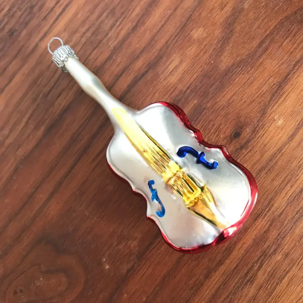 Hand-Made Glass Violin Instrument Christmas Ornament, Made in Germany
